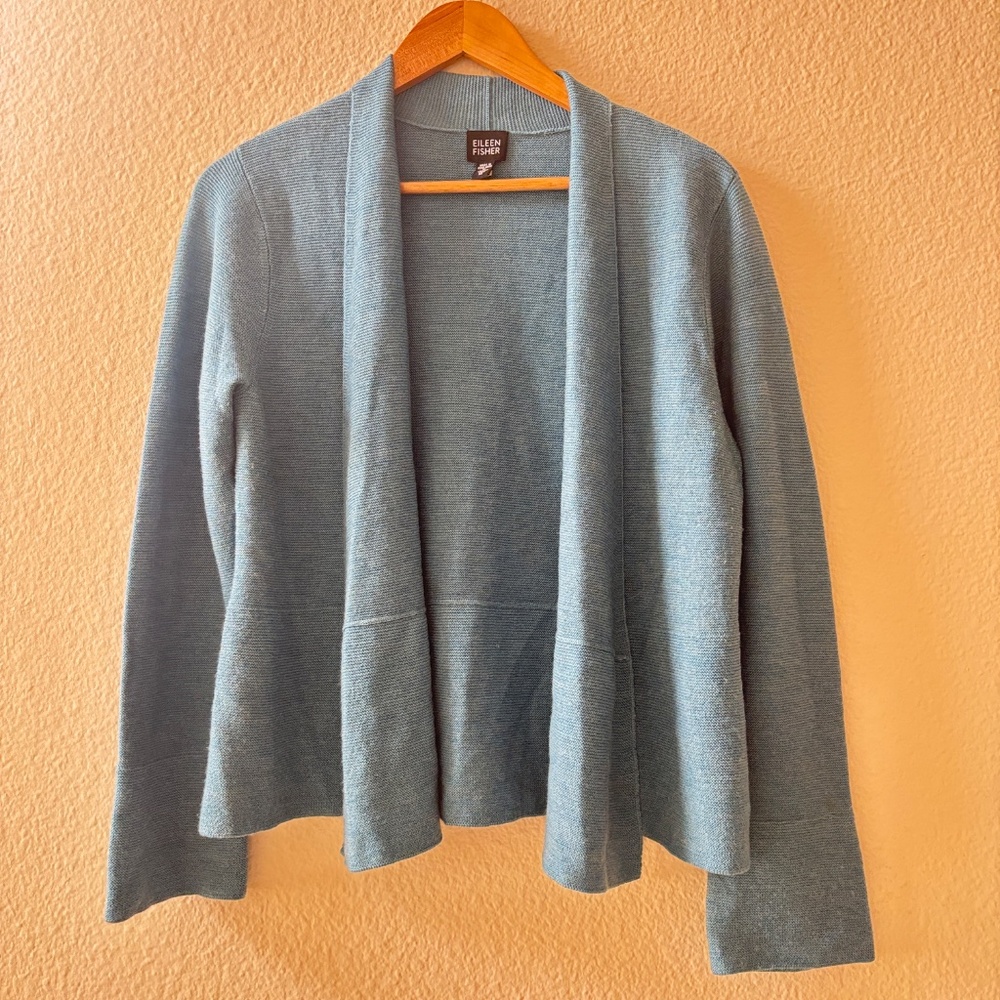 Eileen Fisher 100% Merino Wool Cardigan Blazer Size Medium